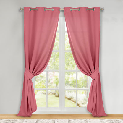 Classic Modern Solid Room Darkening Blackout Curtain Panels. Set of 2