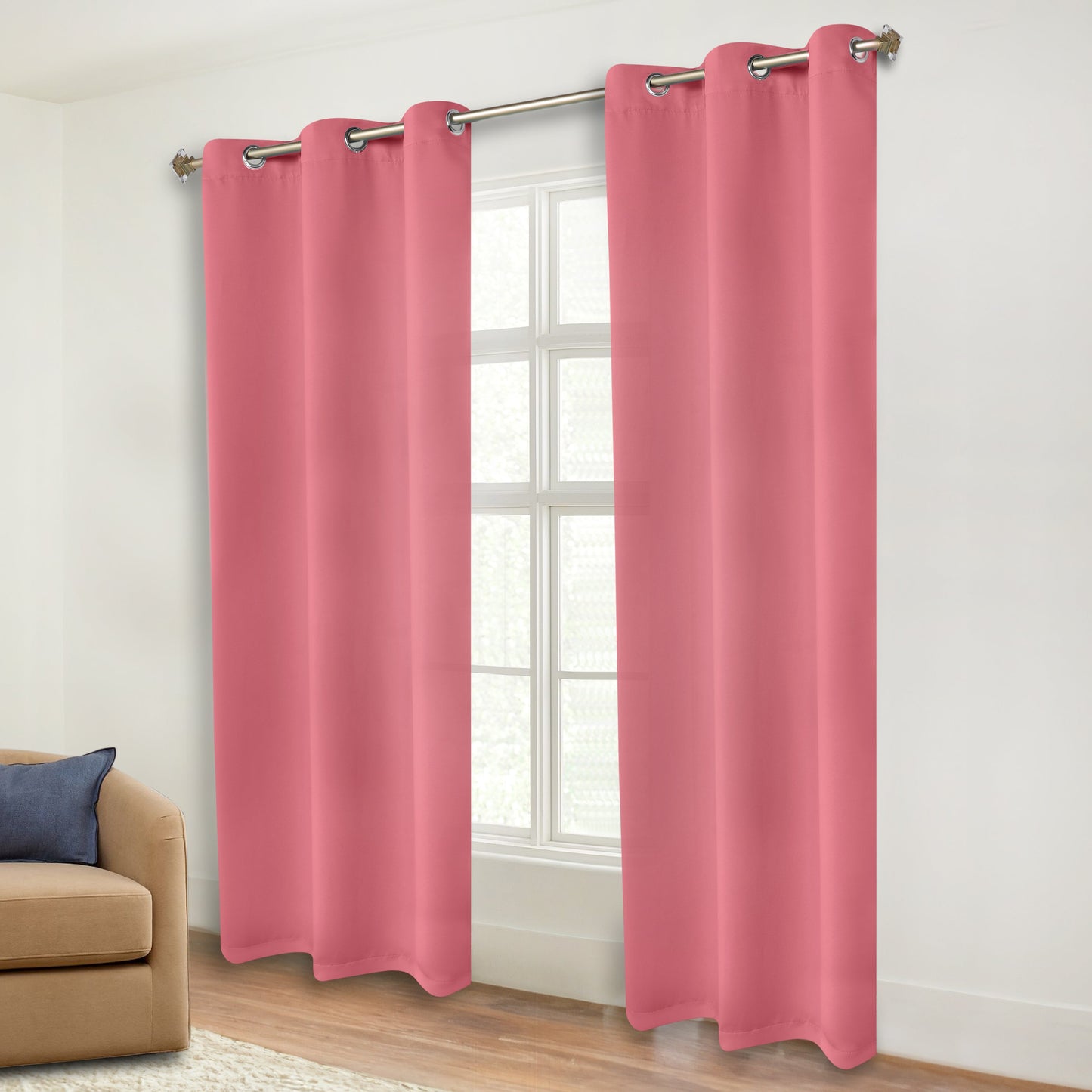 Classic Modern Solid Room Darkening Blackout Curtain Panels. Set of 2