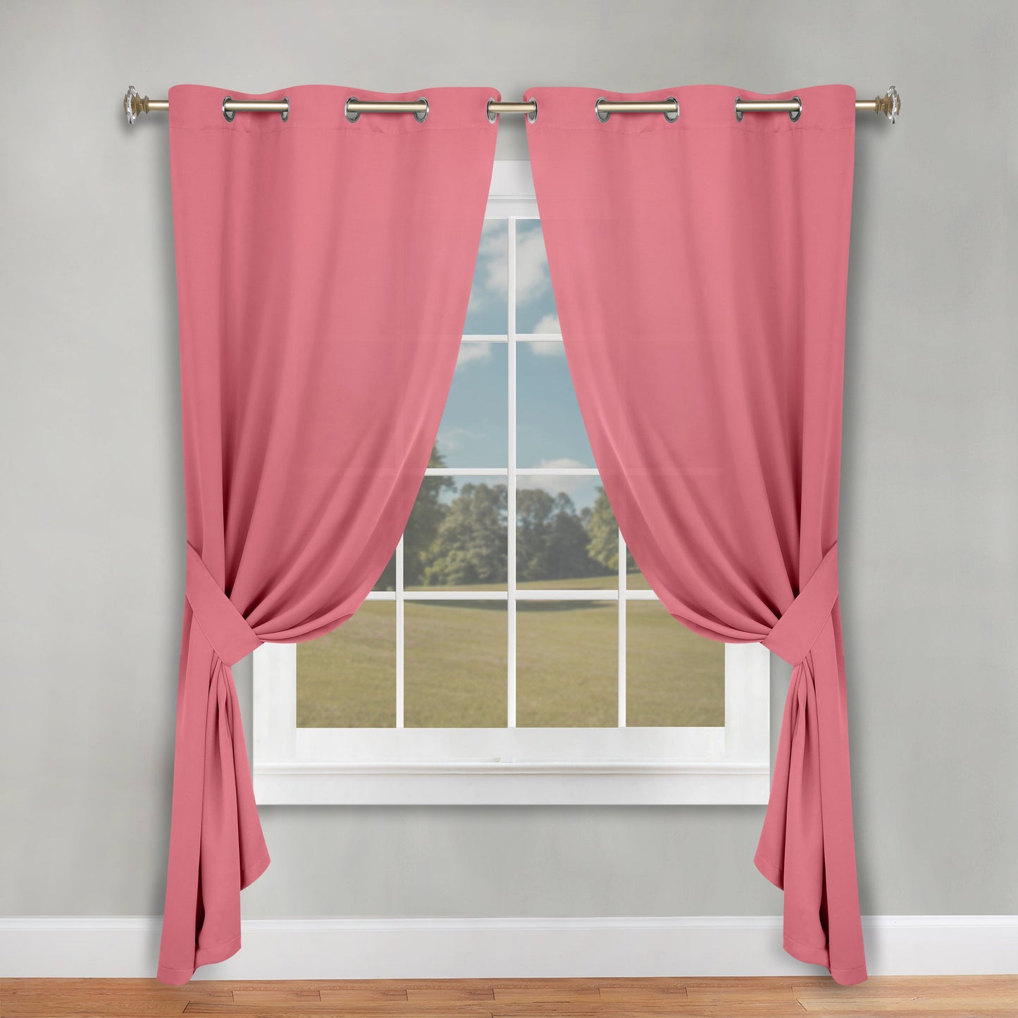 Classic Modern Solid Room Darkening Blackout Curtain Panels. Set of 2