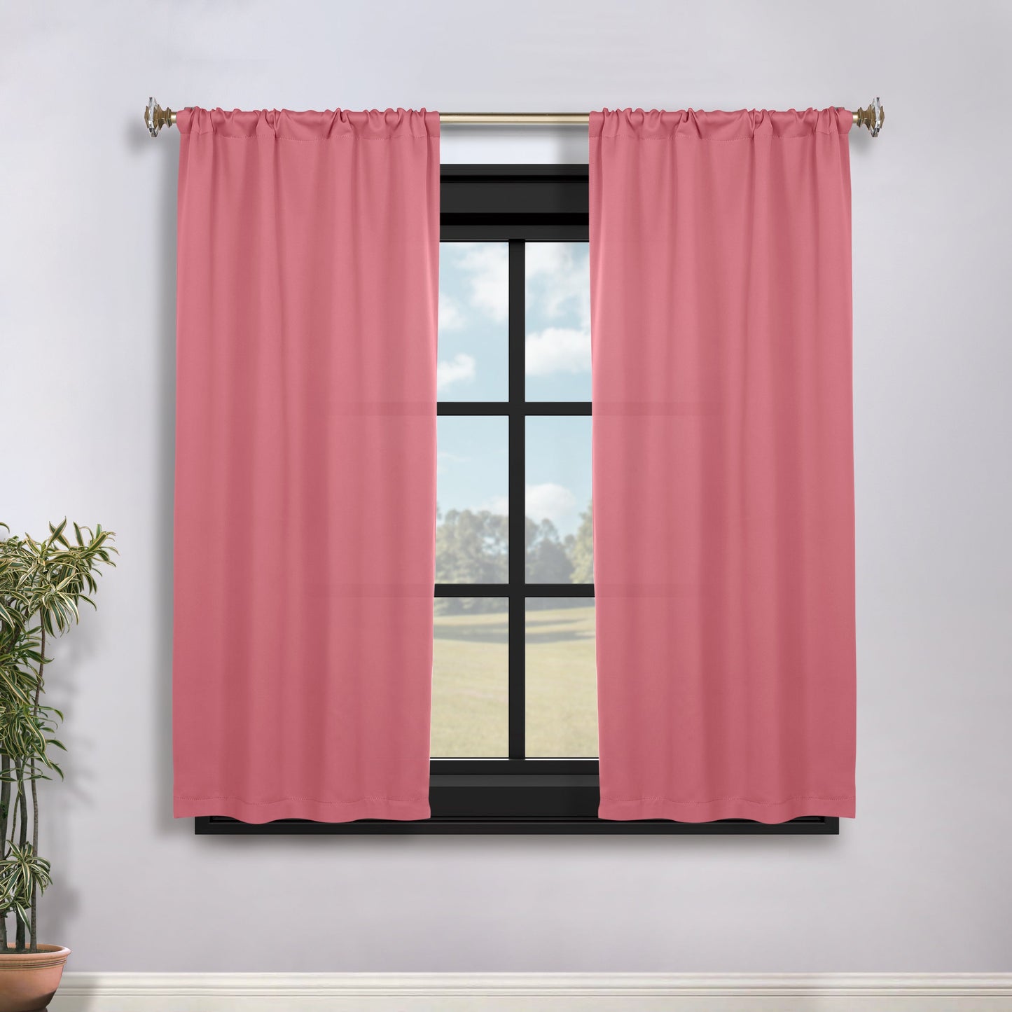 Solid Room Darkening Rod Pocket Blackout Curtain Panels. Set of 2