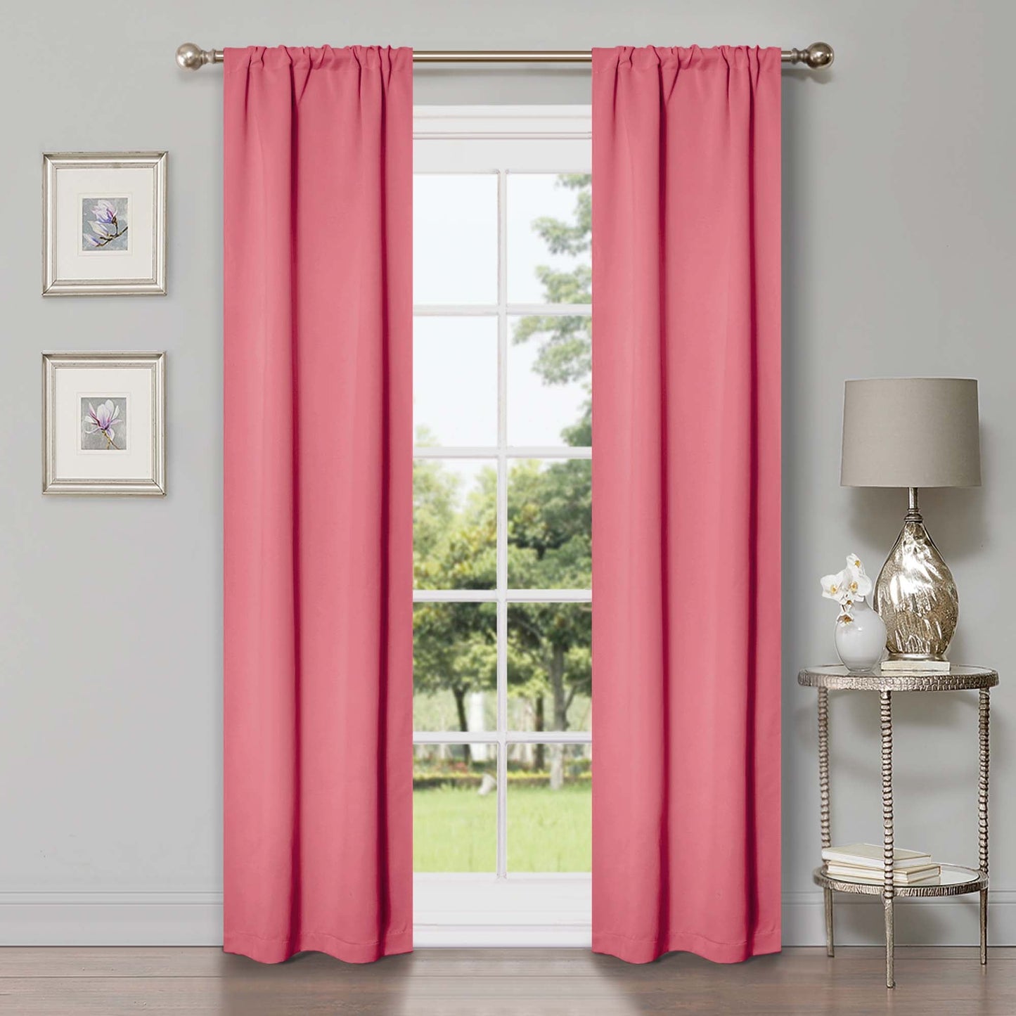 Solid Room Darkening Rod Pocket Blackout Curtain Panels. Set of 2