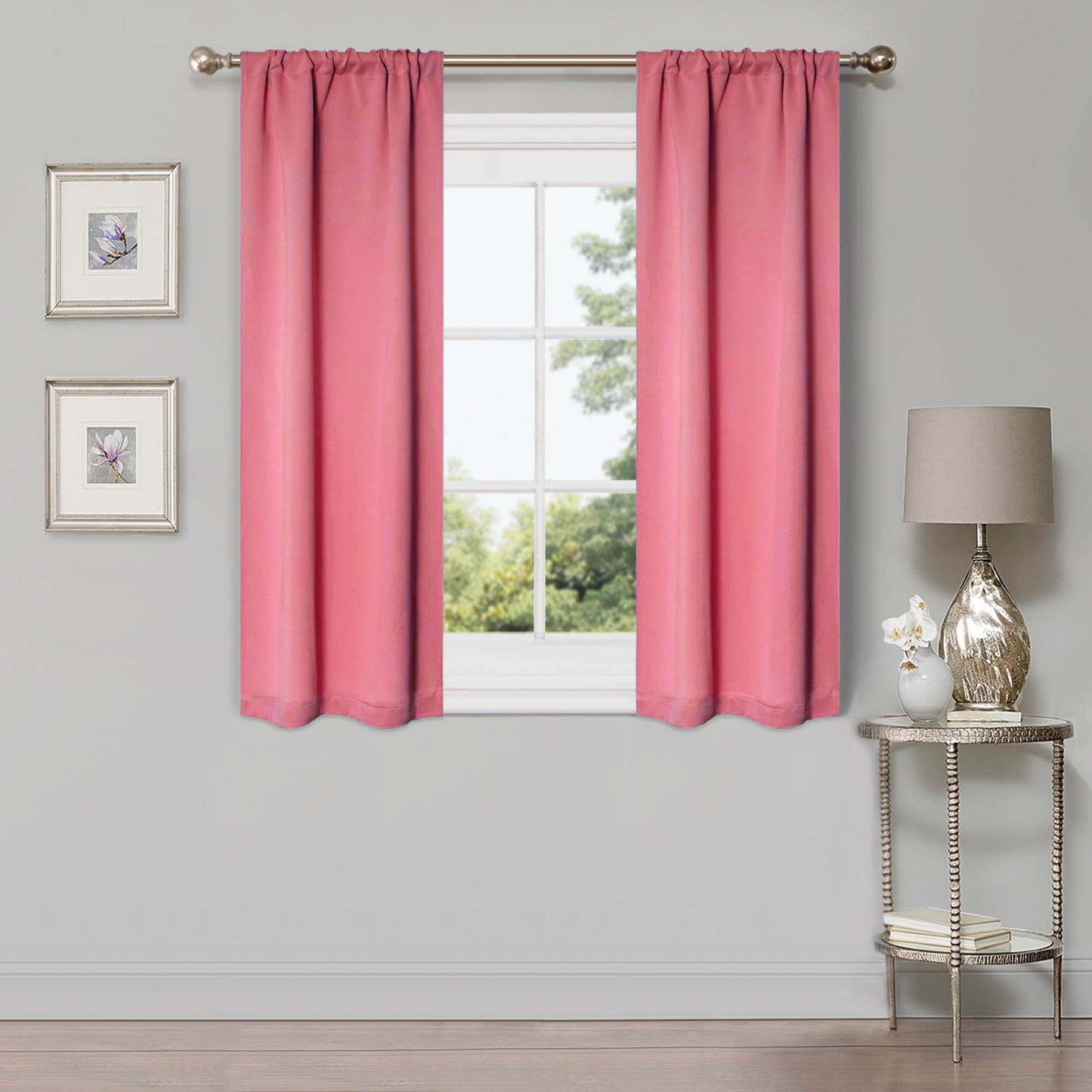 Solid Room Darkening Rod Pocket Blackout Curtain Panels. Set of 2