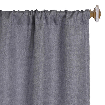Linen Pattern Washable Room Darkening Blackout Curtains. Set of 2