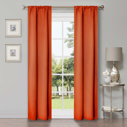 Solid Machine Washable Room Darkening Blackout Curtains. Set of 2