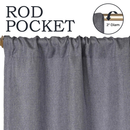 Linen Pattern Washable Room Darkening Blackout Curtains. Set of 2