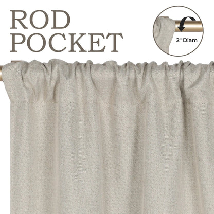 Linen Washable Room Darkening Blackout Curtains. Set of 2