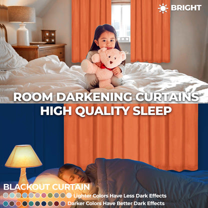 Solid Room Darkening Rod Pocket Blackout Curtain Panels. Set of 2