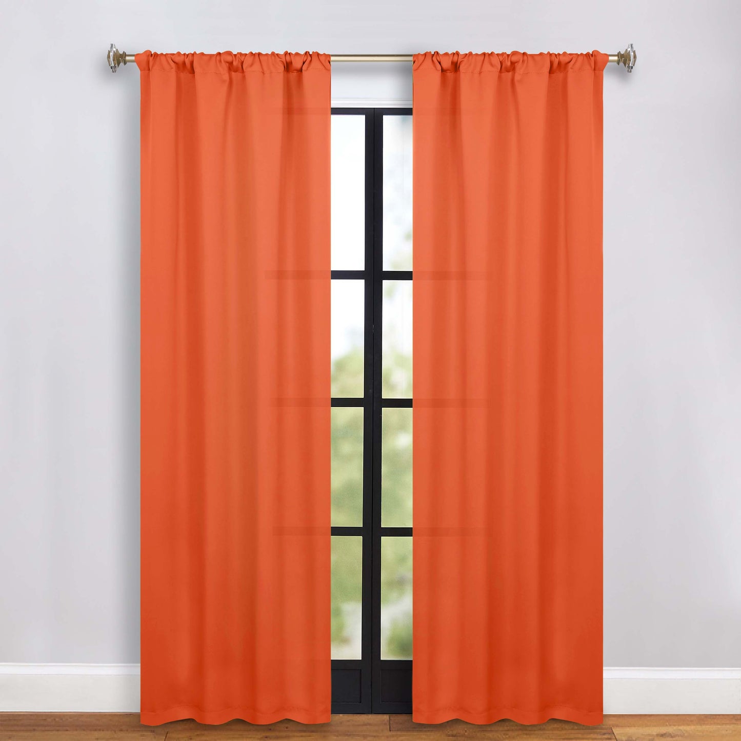 Solid Room Darkening Rod Pocket Blackout Curtain Panels. Set of 2