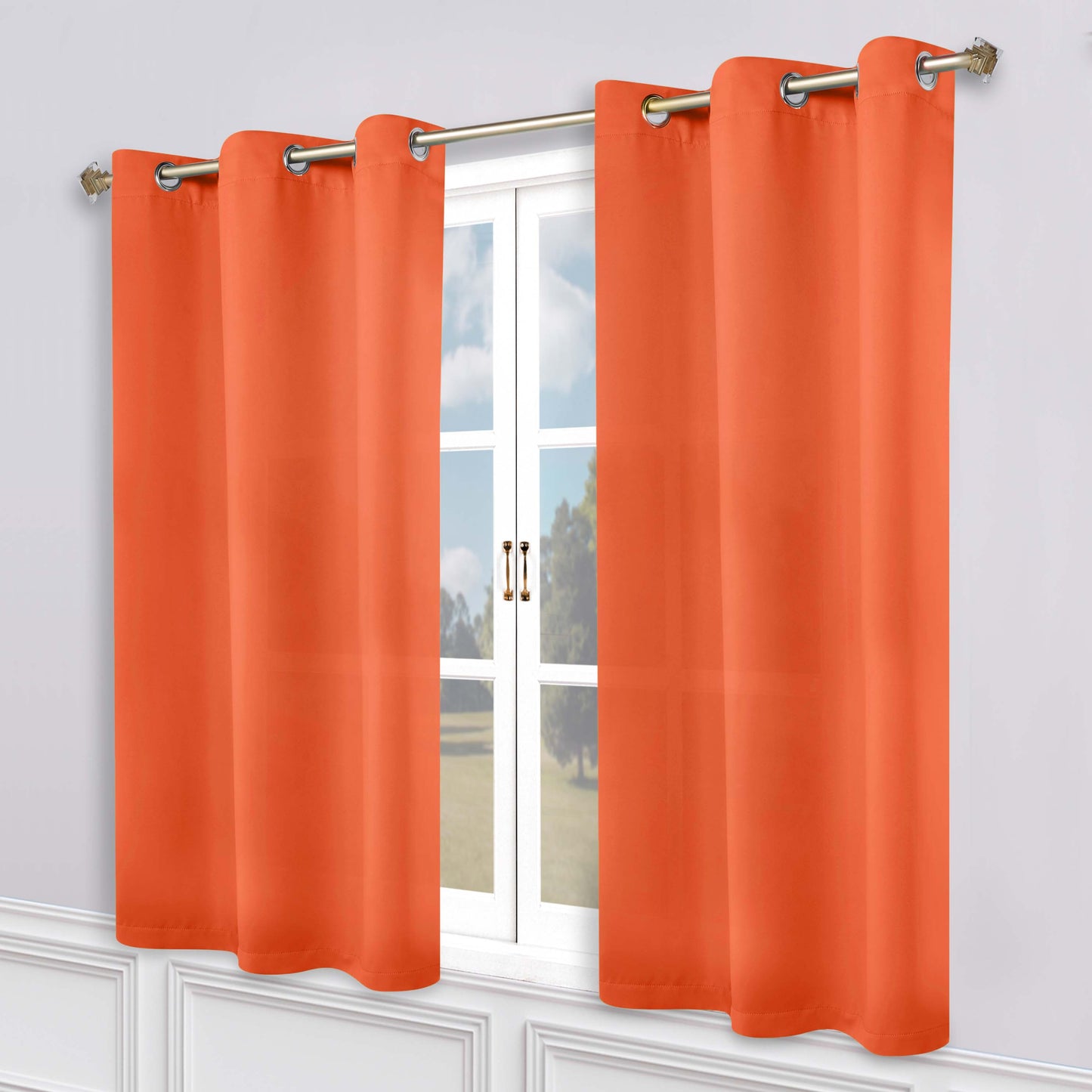 Classic Modern Solid Room Darkening Blackout Curtain Panels. Set of 2