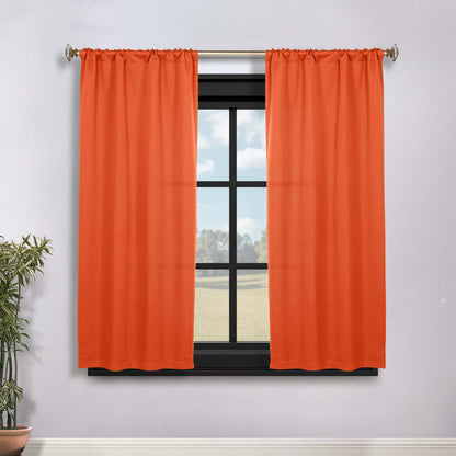 Solid Room Darkening Rod Pocket Blackout Curtain Panels. Set of 2