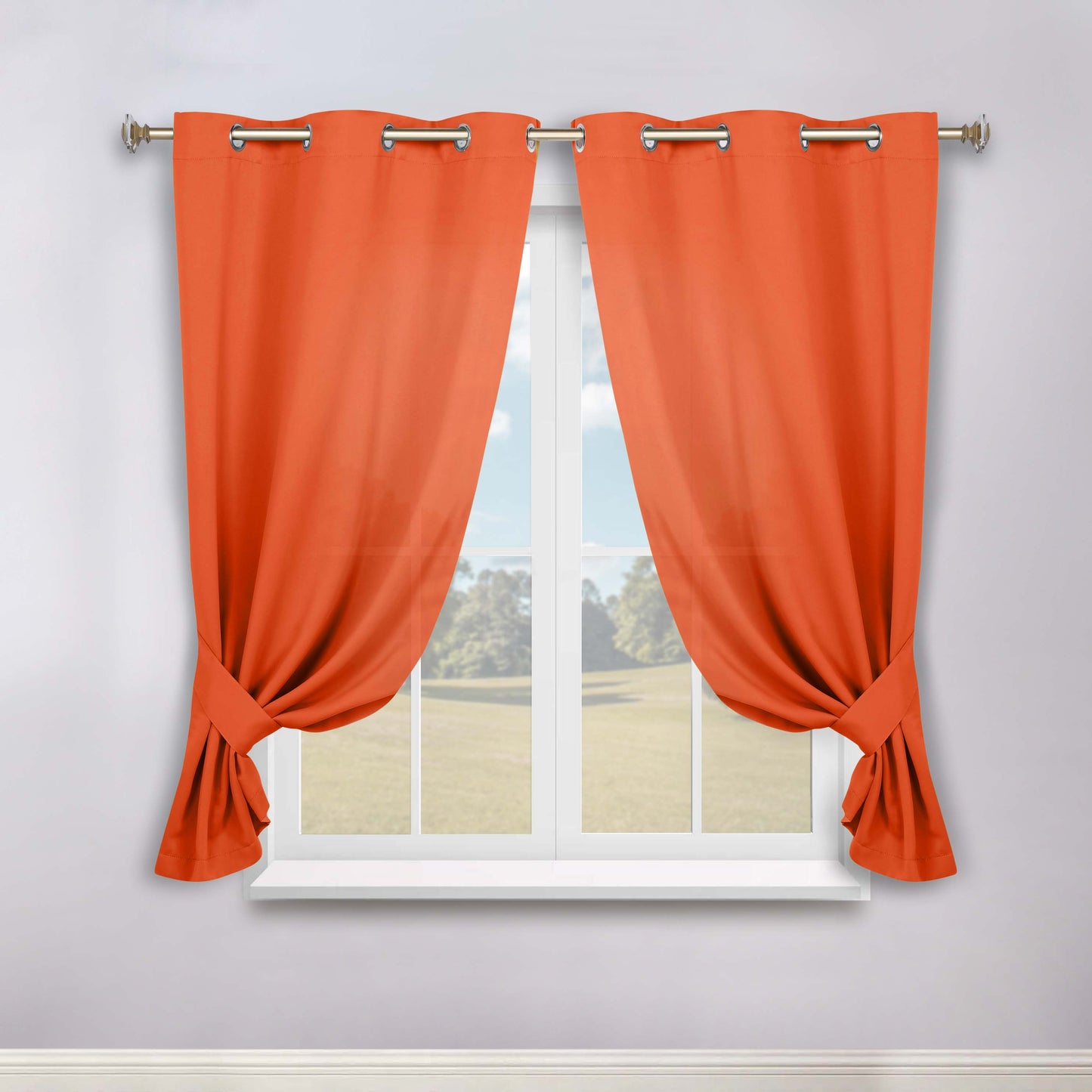 Classic Modern Solid Room Darkening Blackout Curtain Panels. Set of 2
