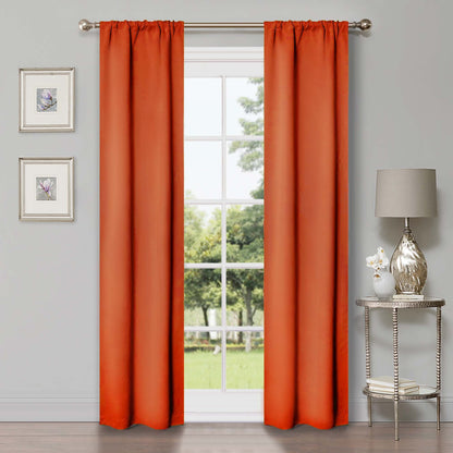 Solid Room Darkening Rod Pocket Blackout Curtain Panels. Set of 2