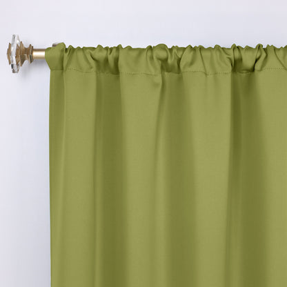 Solid Room Darkening Rod Pocket Blackout Curtain Panels. Set of 2
