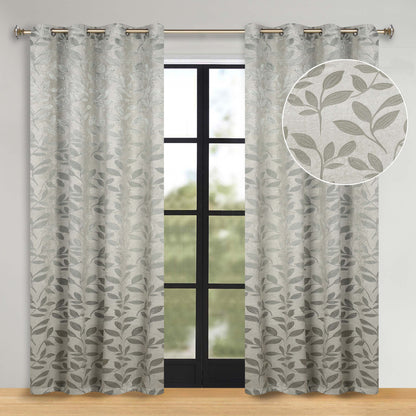 Leaves Room Darkening Washable Blackout Curtain Panels. Set of 2
