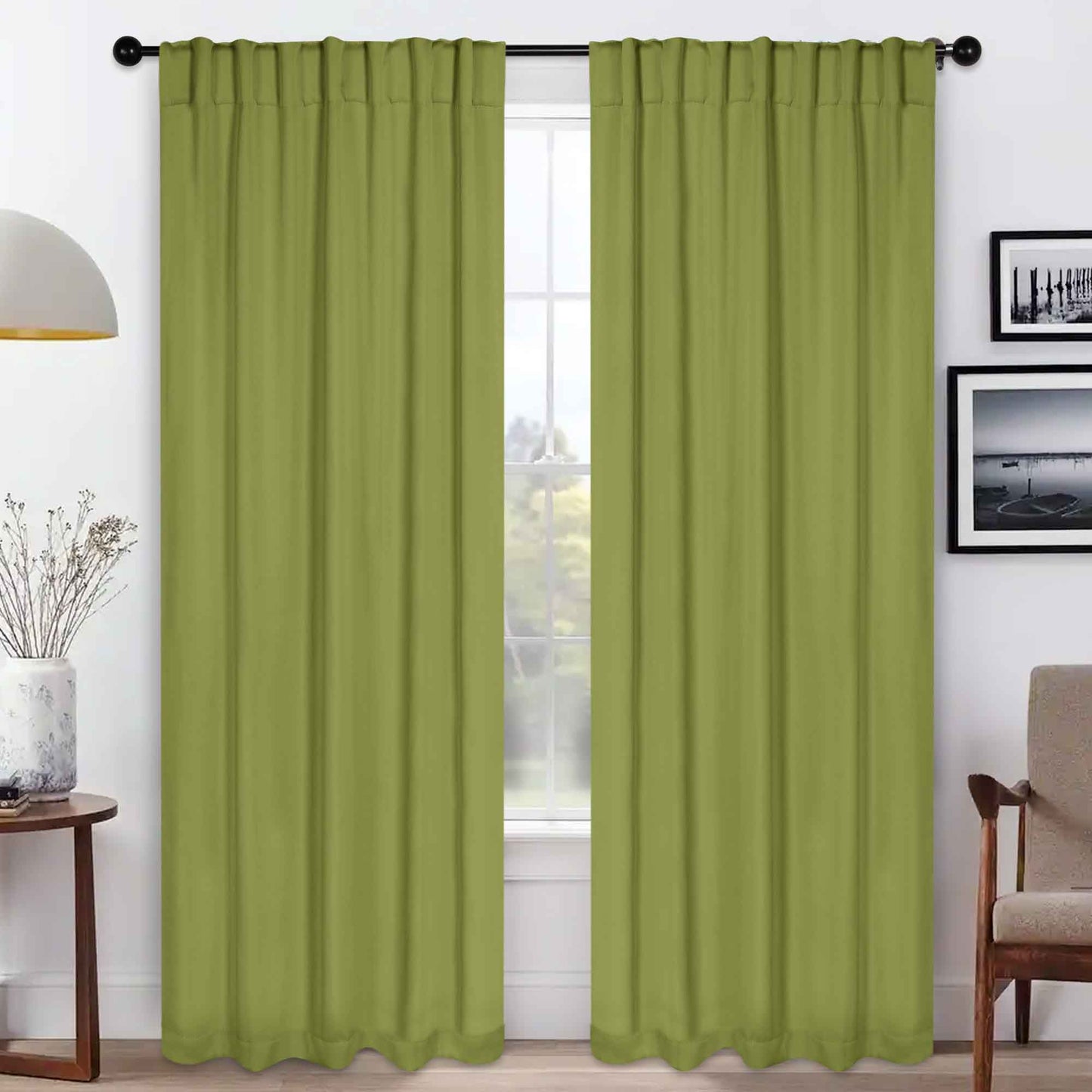 Solid Room Darkening Blackout Curtain Panels. Back Tabs. Set of 2