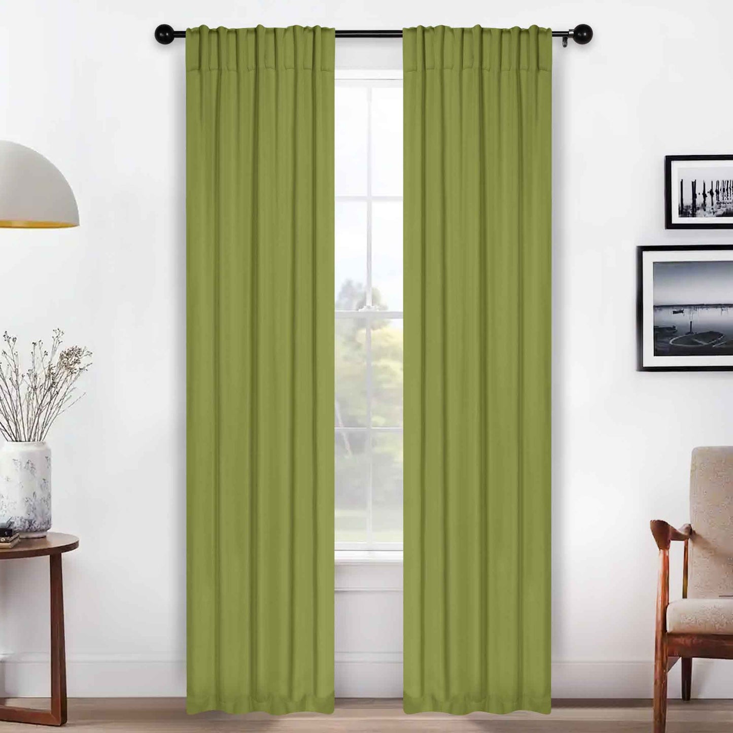Solid Room Darkening Blackout Curtain Panels. Back Tabs. Set of 2