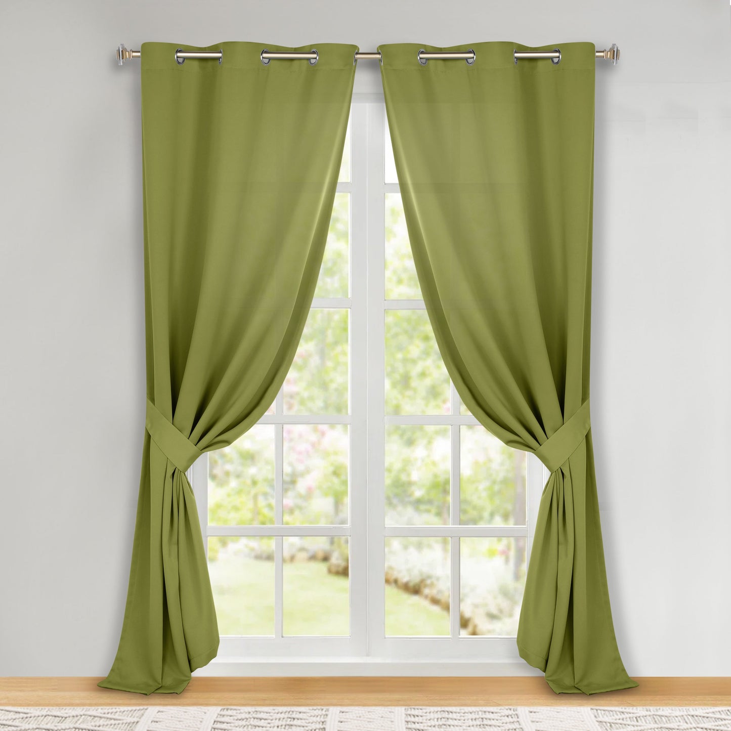 Classic Modern Solid Room Darkening Blackout Curtain Panels. Set of 2