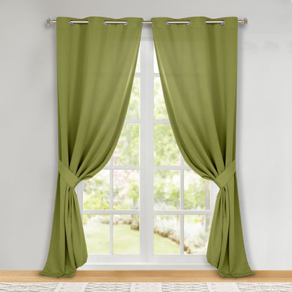 Classic Modern Solid Room Darkening Blackout Curtain Panels. Set of 2