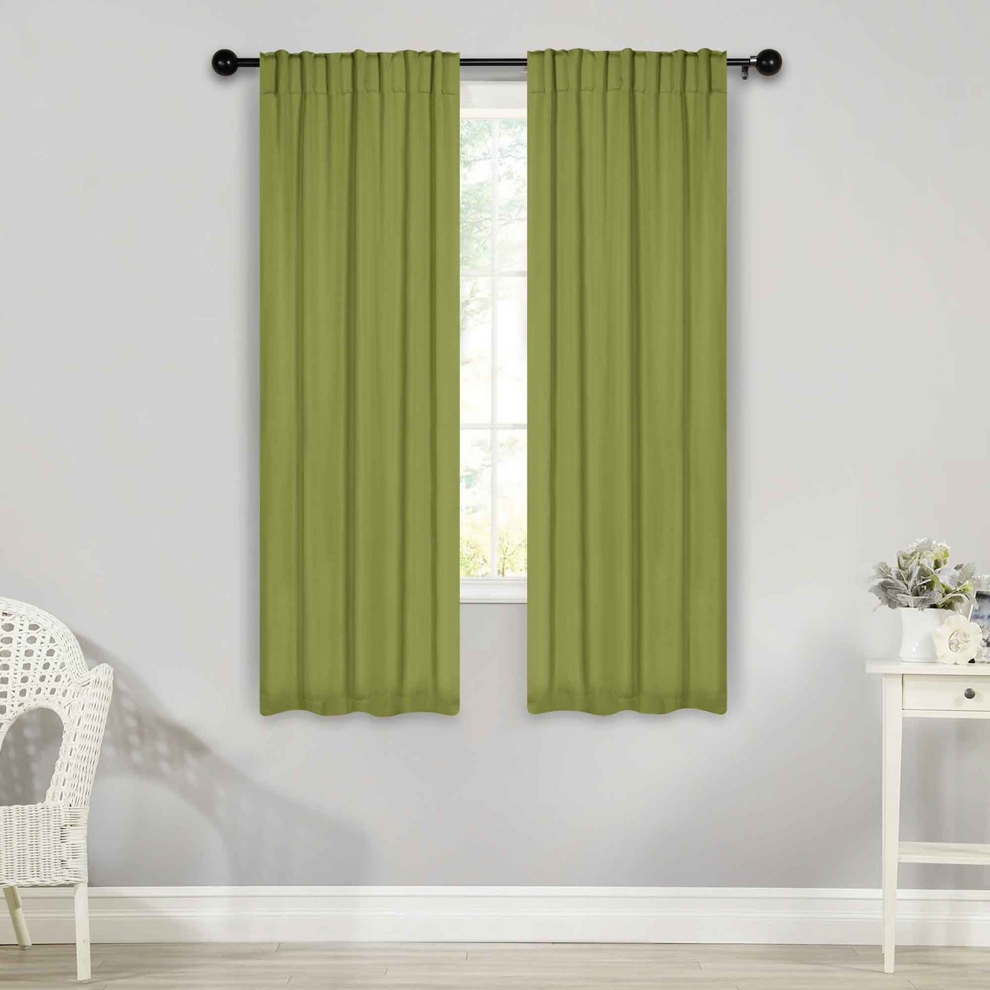 Solid Room Darkening Blackout Curtain Panels. Back Tabs. Set of 2
