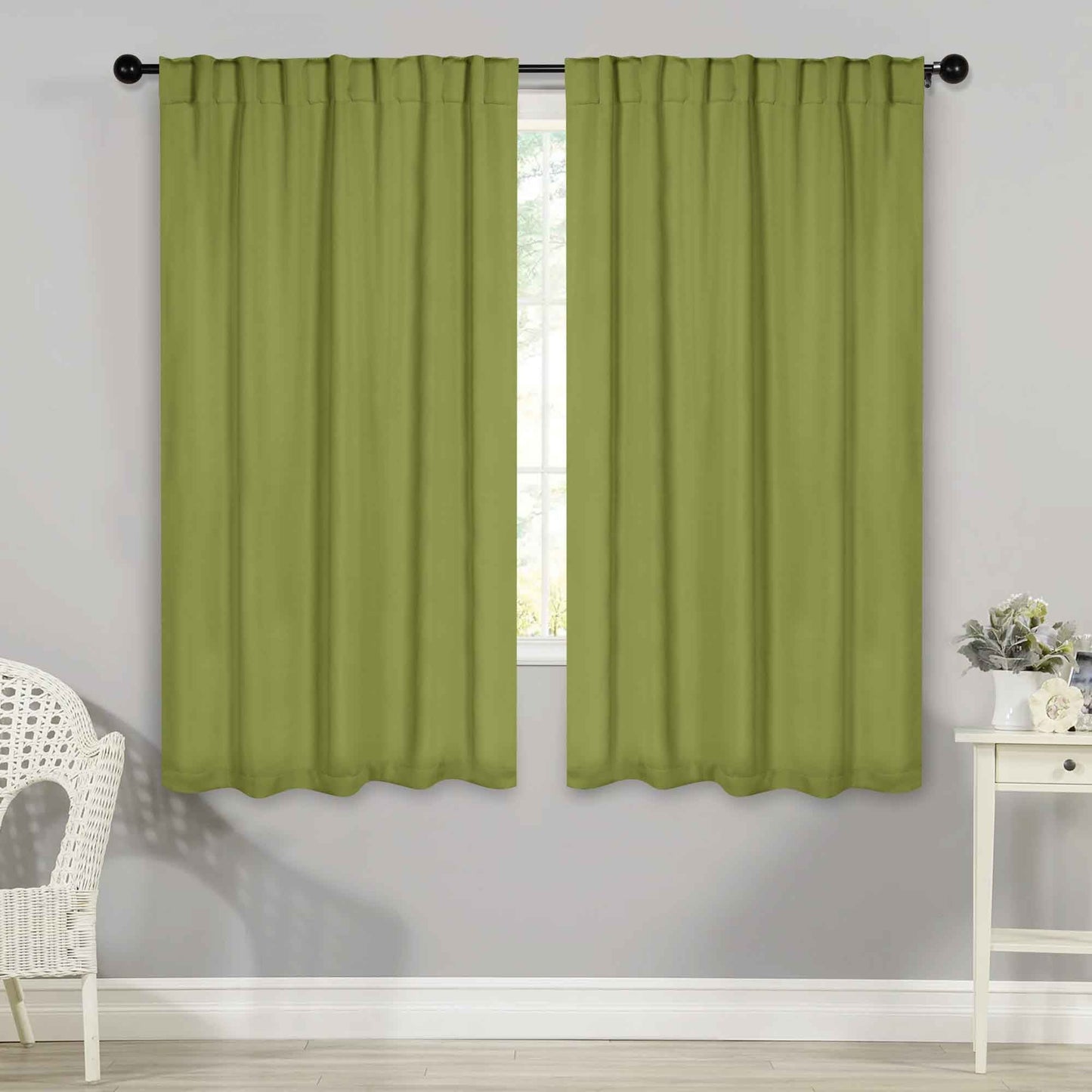 Solid Room Darkening Blackout Curtain Panels. Back Tabs. Set of 2