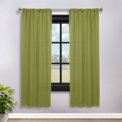 Solid Room Darkening Rod Pocket Blackout Curtain Panels. Set of 2