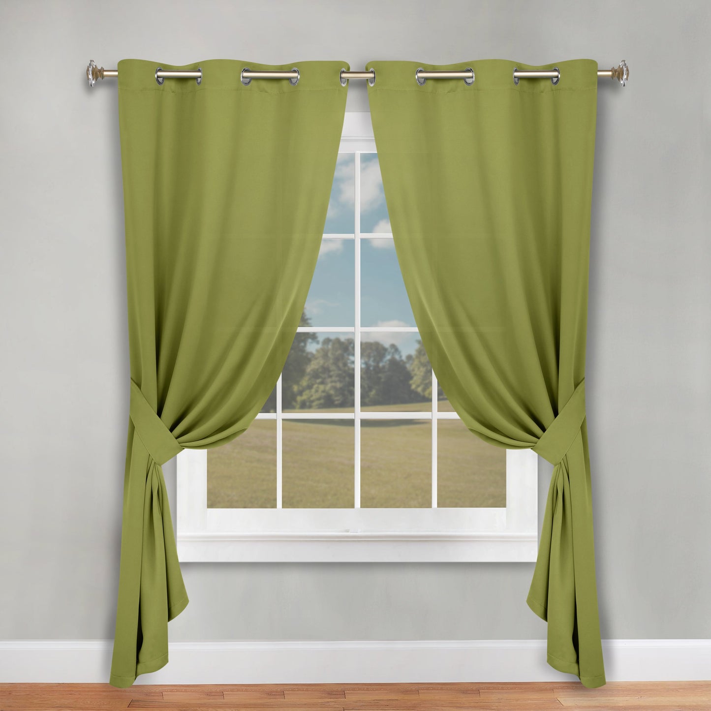 Classic Modern Solid Room Darkening Blackout Curtain Panels. Set of 2