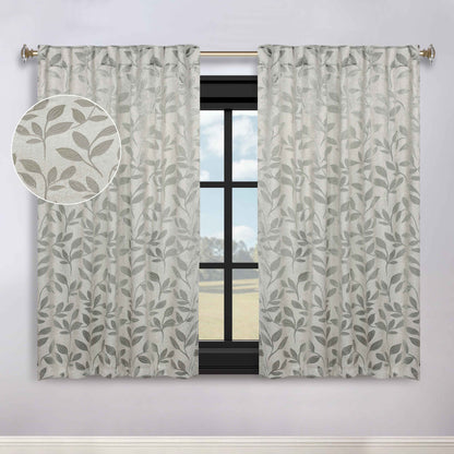 Leaves Room Darkening Back Tabs Blackout Curtain Panels. Set of 2
