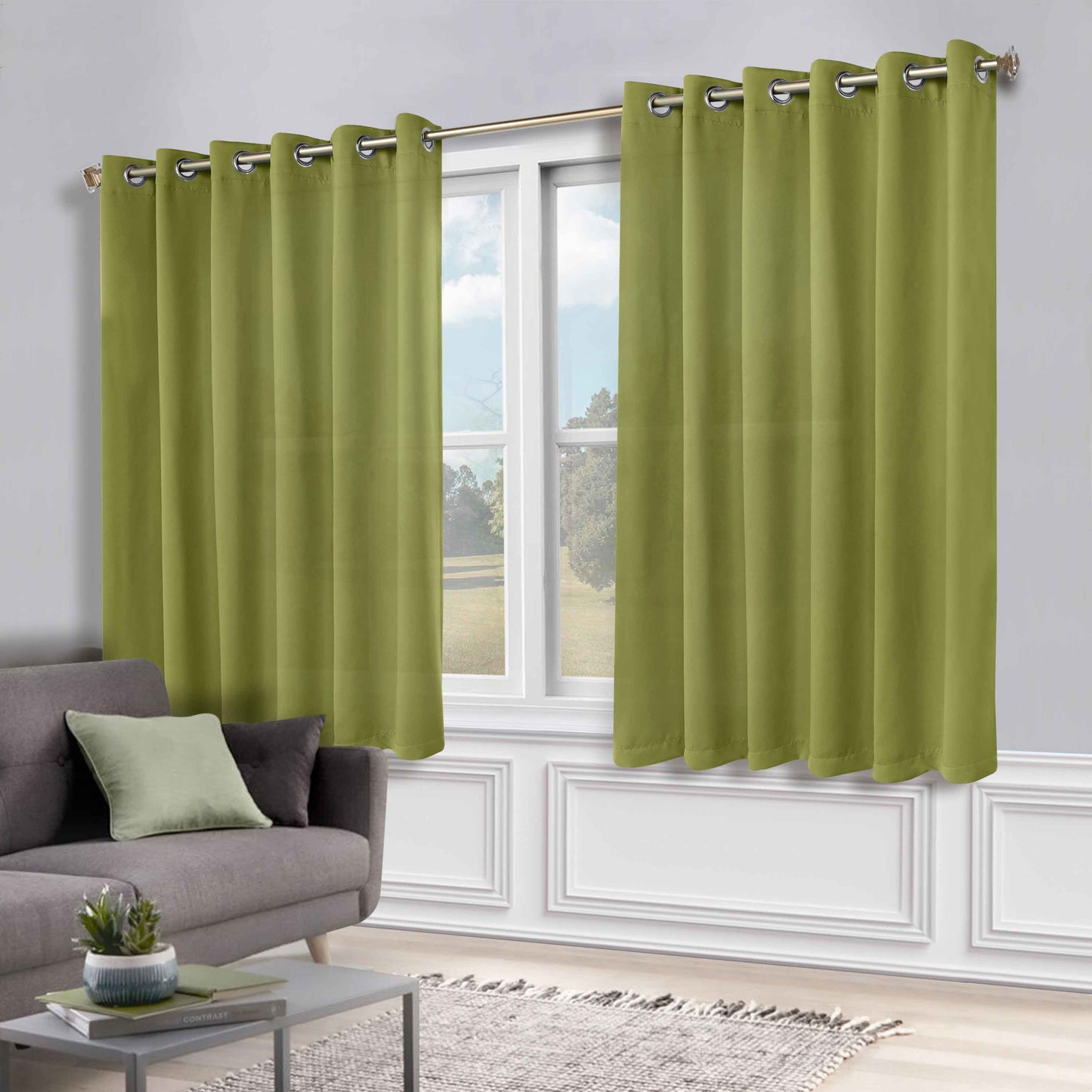 Classic Modern Solid Room Darkening Blackout Curtain Panels. Set of 2