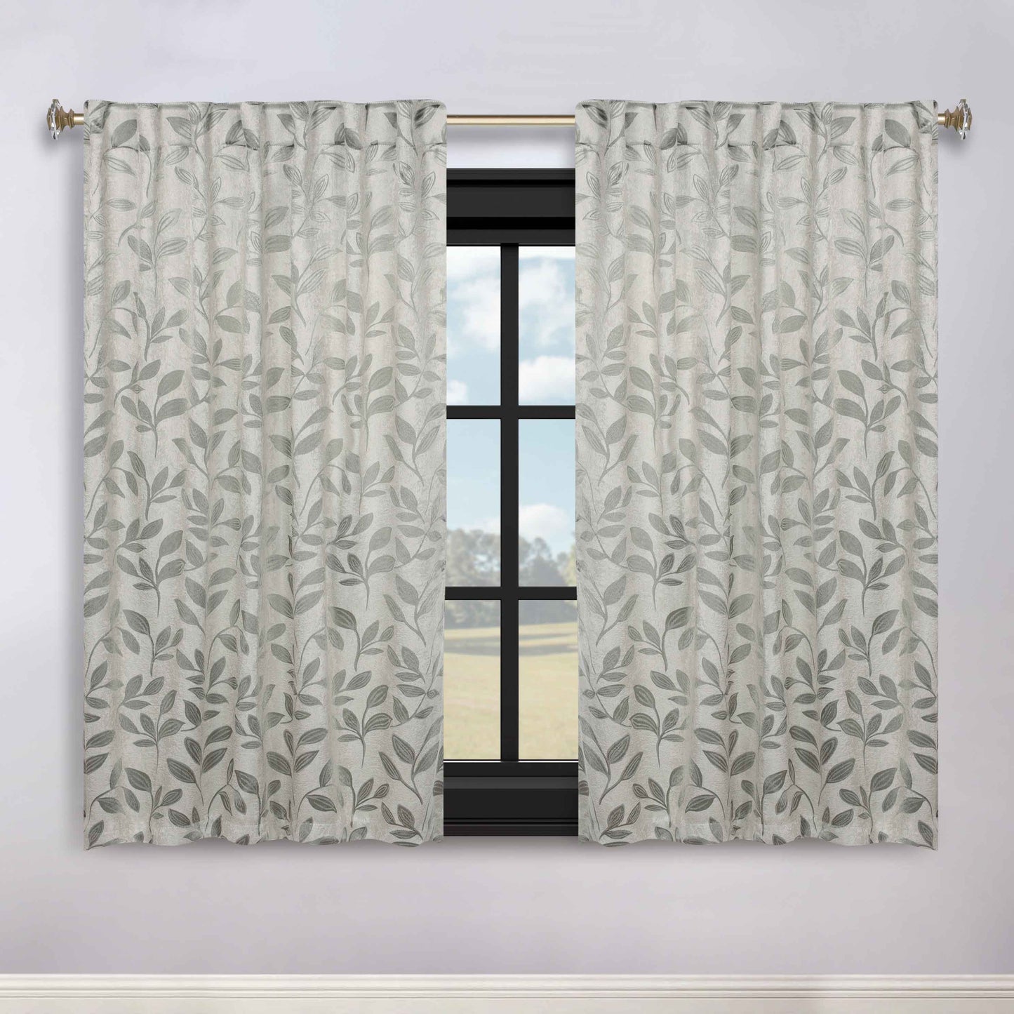 Leaves Room Darkening Back Tabs Blackout Curtain Panels. Set of 2
