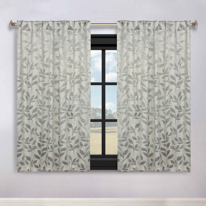 Leaves Room Darkening Back Tabs Blackout Curtain Panels. Set of 2