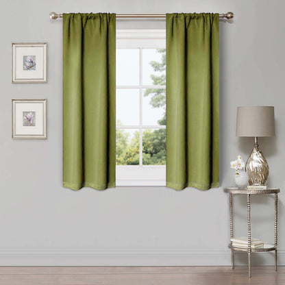 Solid Room Darkening Rod Pocket Blackout Curtain Panels. Set of 2