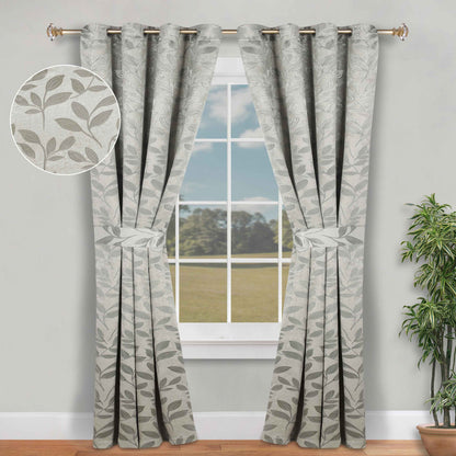 Leaves Room Darkening Washable Blackout Curtain Panels. Set of 2