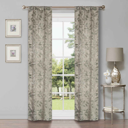 Leaves Room Darkening Washable Blackout Curtain Panels. Set of 2
