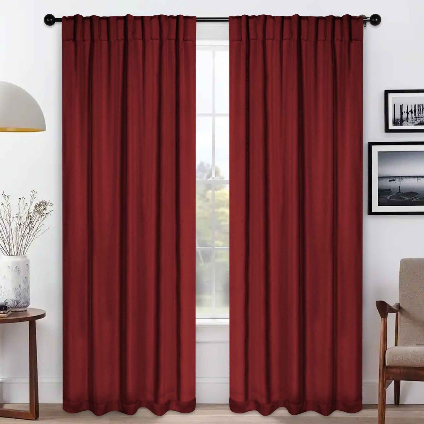 Solid Room Darkening Blackout Curtain Panels. Back Tabs. Set of 2