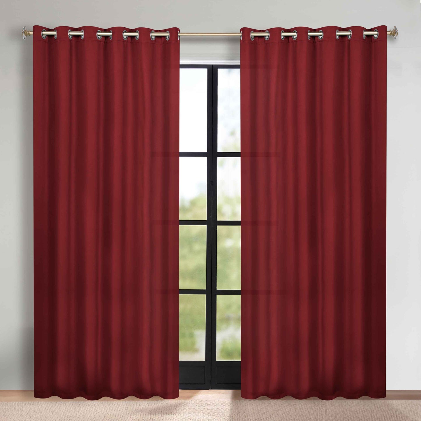 Classic Modern Solid Room Darkening Blackout Curtain Panels. Set of 2