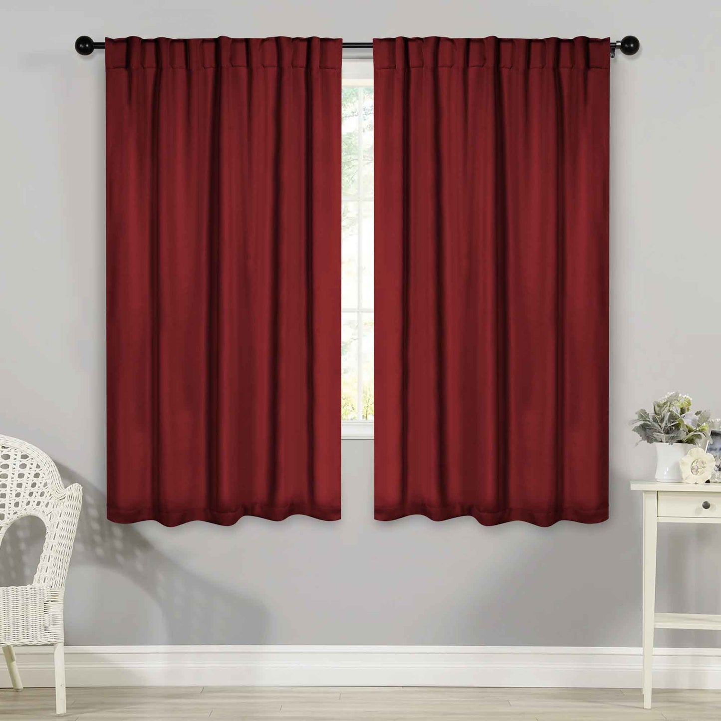 Solid Room Darkening Blackout Curtain Panels. Back Tabs. Set of 2