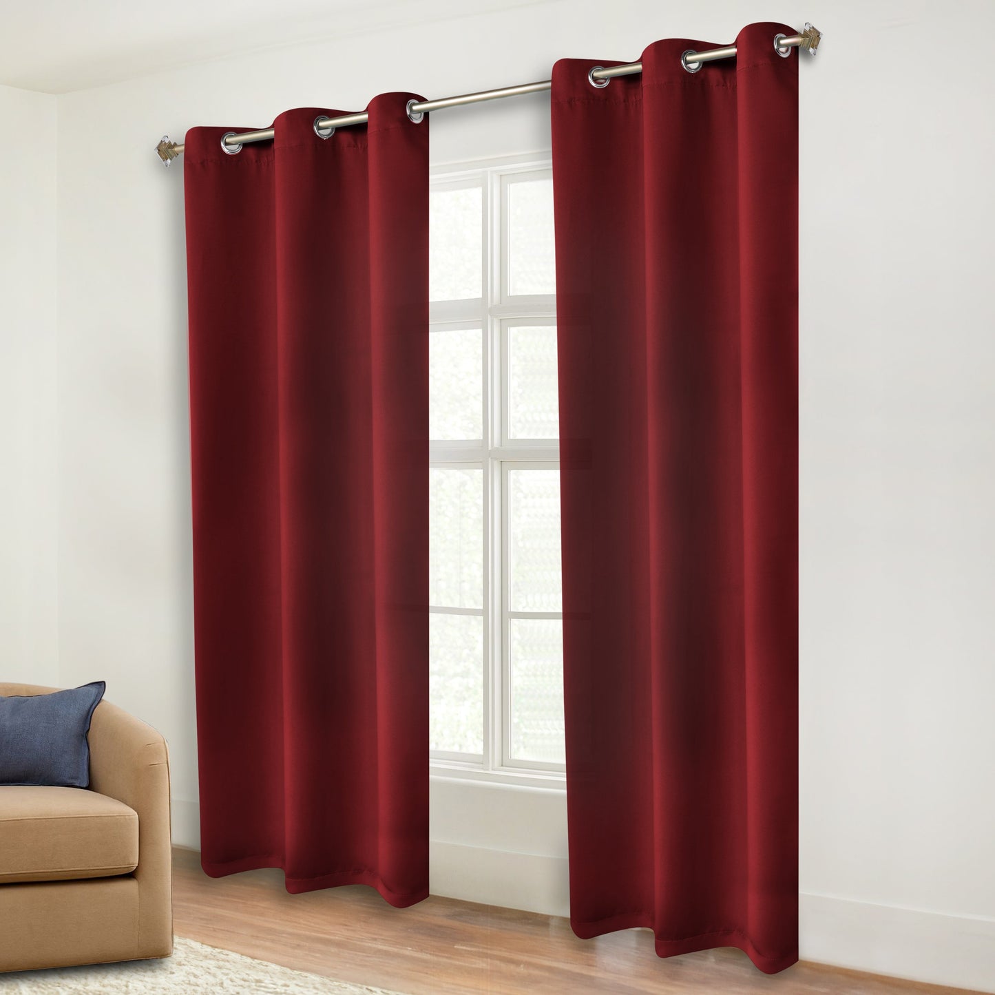 Classic Modern Solid Room Darkening Blackout Curtain Panels. Set of 2