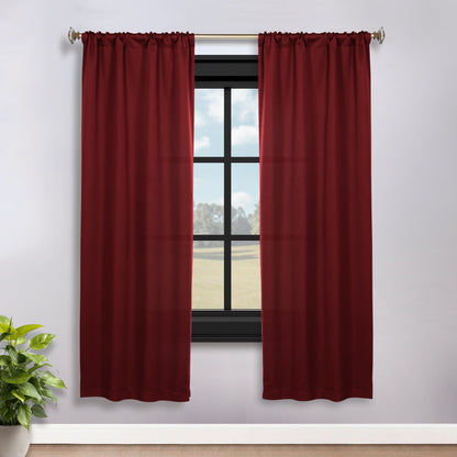 Solid Room Darkening Rod Pocket Blackout Curtain Panels. Set of 2