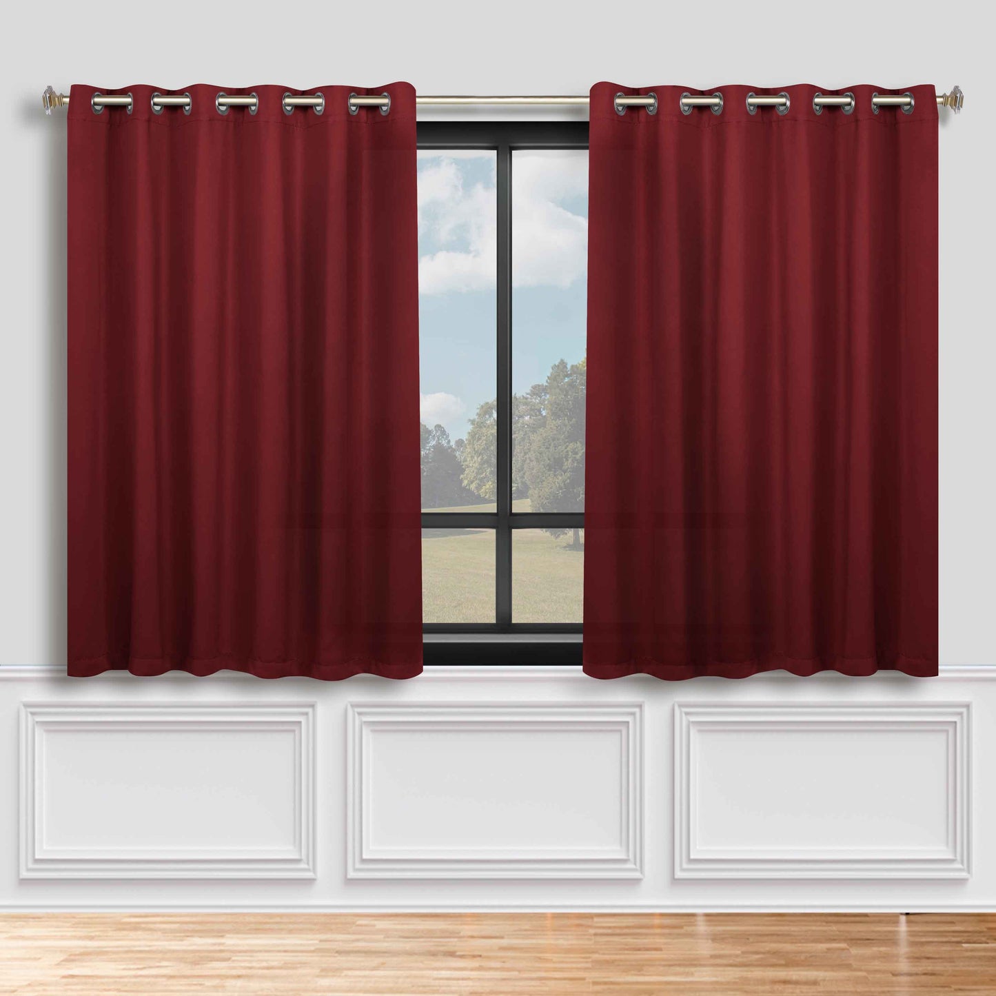 Classic Modern Solid Room Darkening Blackout Curtain Panels. Set of 2