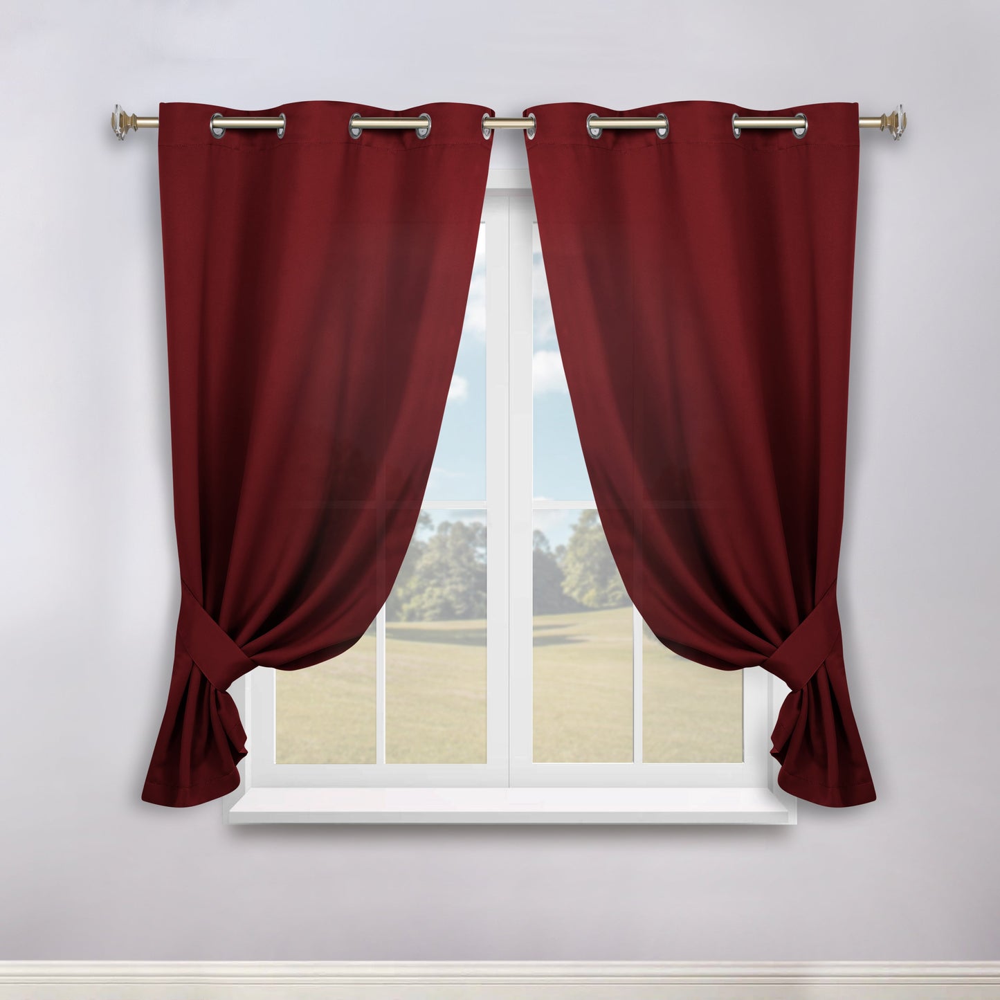 Classic Modern Solid Room Darkening Blackout Curtain Panels. Set of 2
