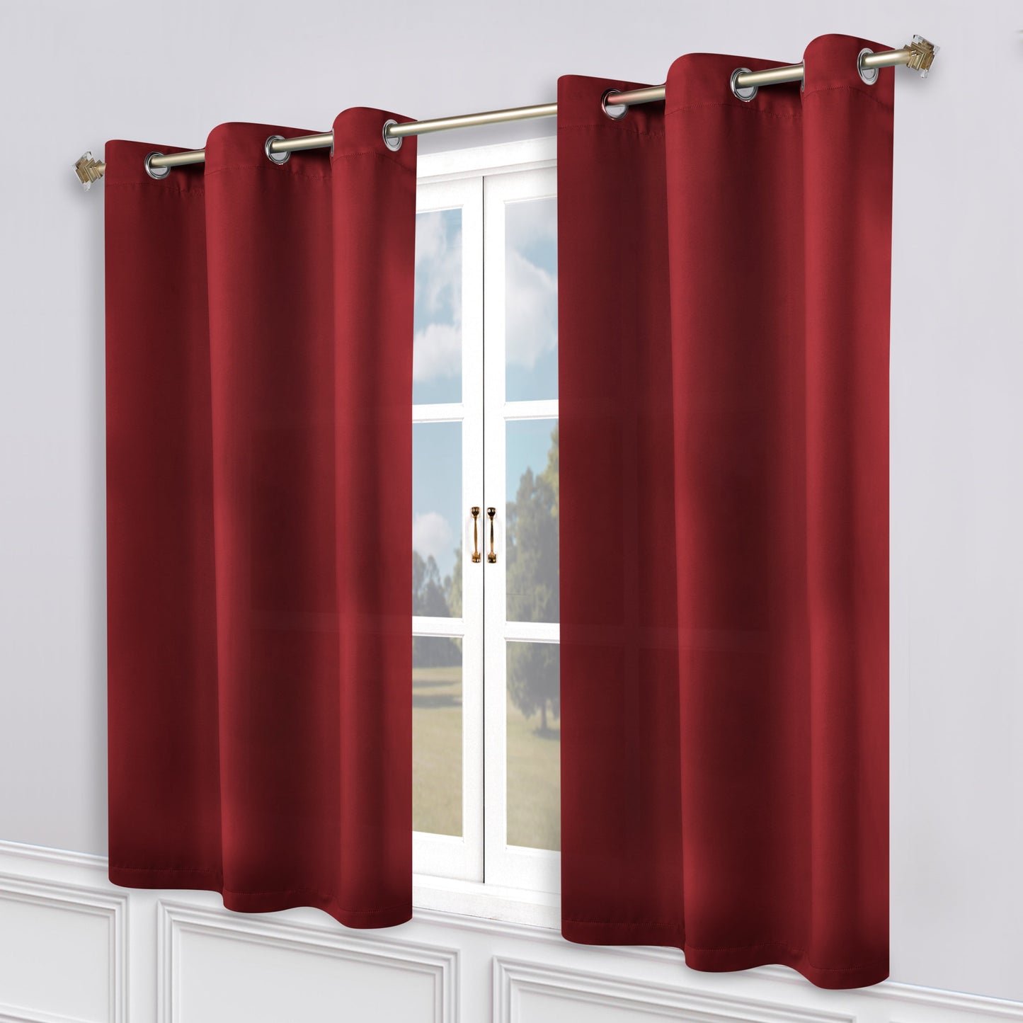 Classic Modern Solid Room Darkening Blackout Curtain Panels. Set of 2