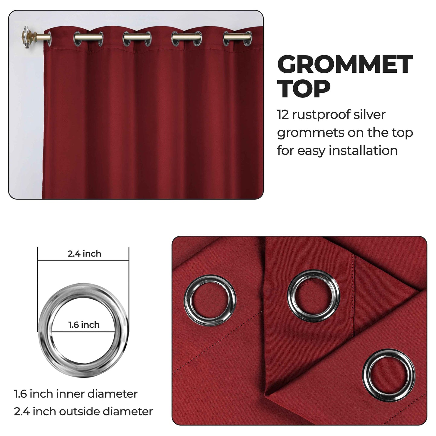Classic Modern Solid Room Darkening Blackout Curtain Panels. Set of 2