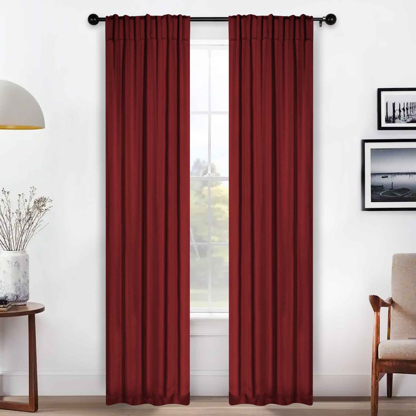Solid Room Darkening Blackout Curtain Panels. Back Tabs. Set of 2