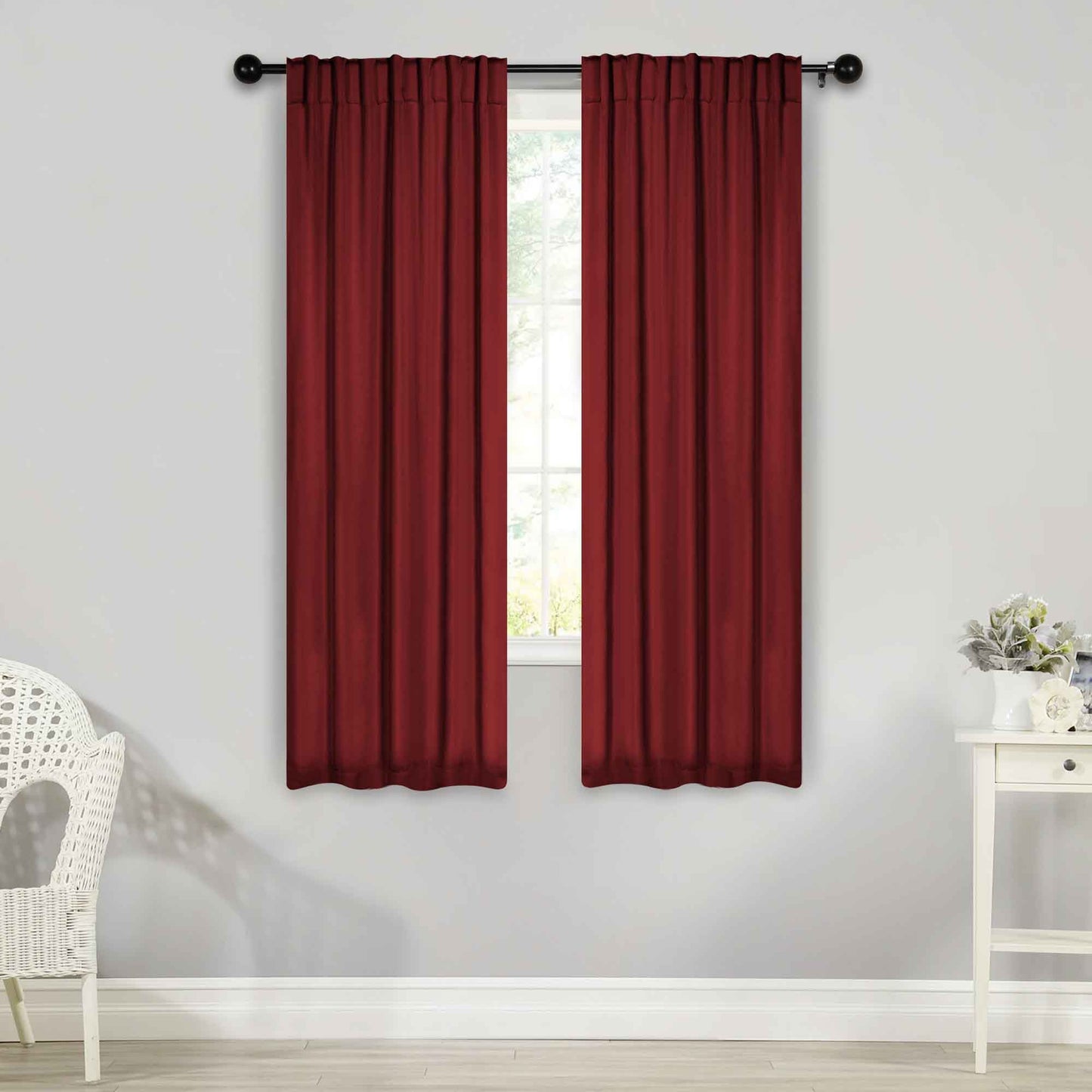 Solid Room Darkening Blackout Curtain Panels. Back Tabs. Set of 2