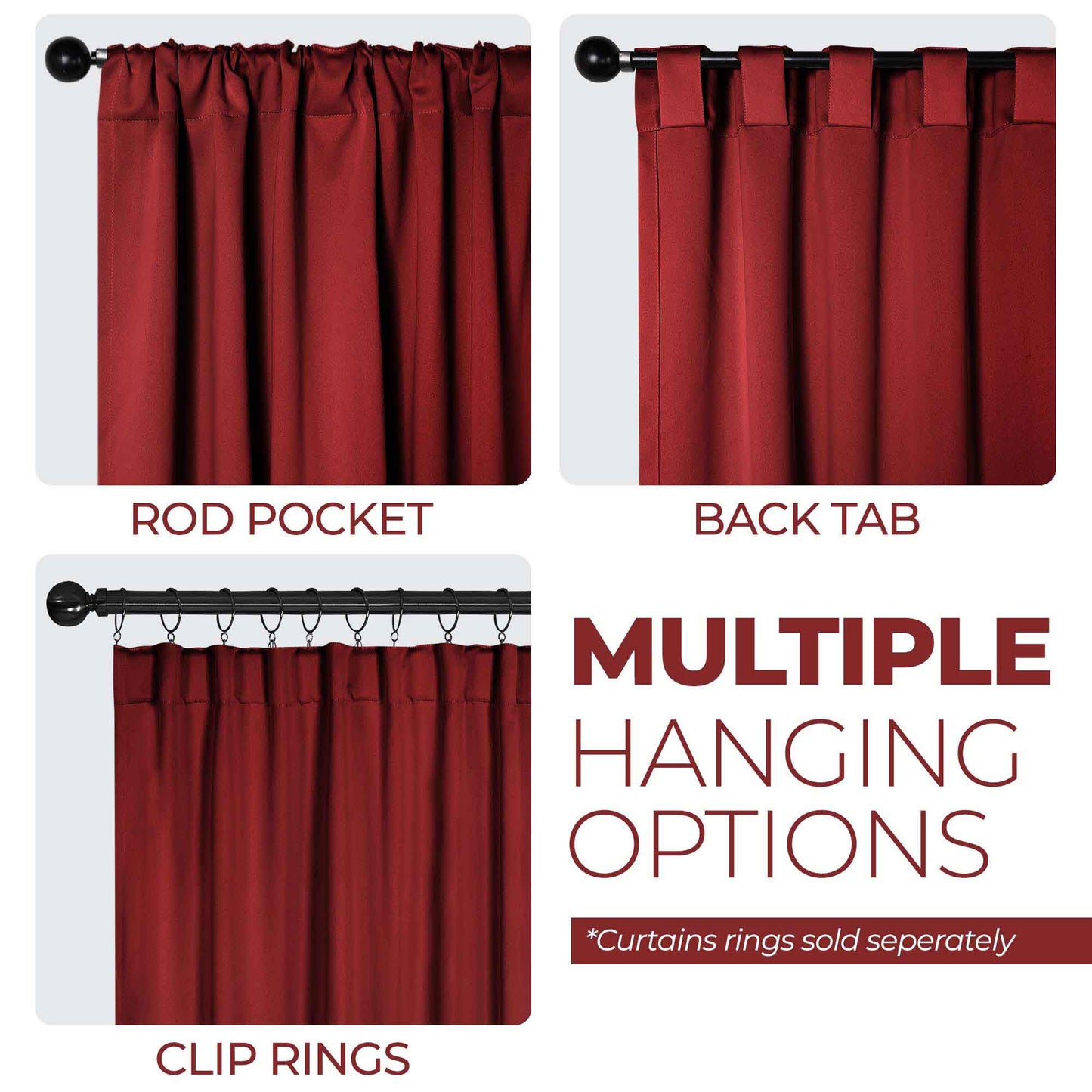 Solid Room Darkening Blackout Curtain Panels. Back Tabs. Set of 2