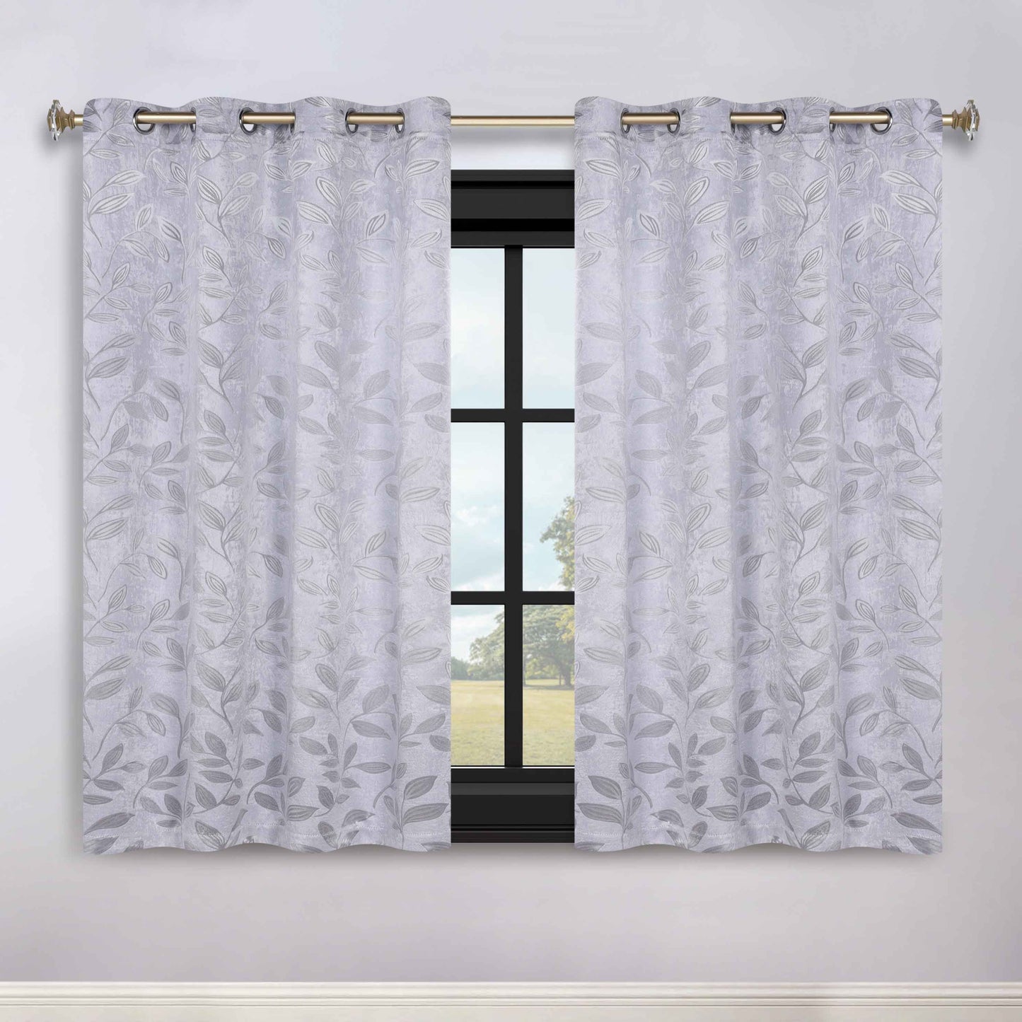 Leaves Room Darkening Grommet Blackout Curtain Panels. Set of 2