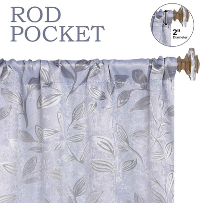 Leaves Room Darkening Washable Blackout Curtain Panels. Set of 2