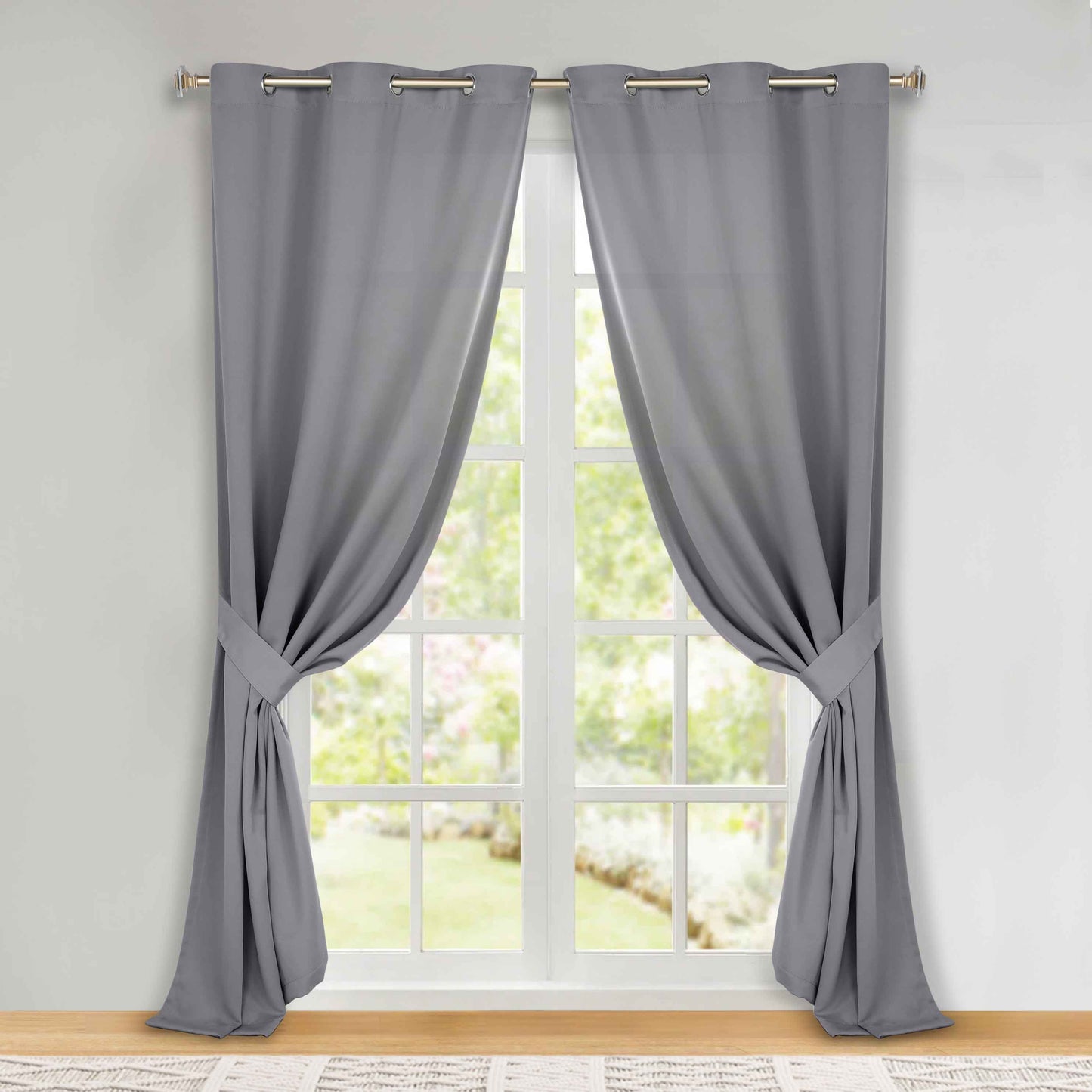 Classic Modern Solid Room Darkening Blackout Curtain Panels. Set of 2