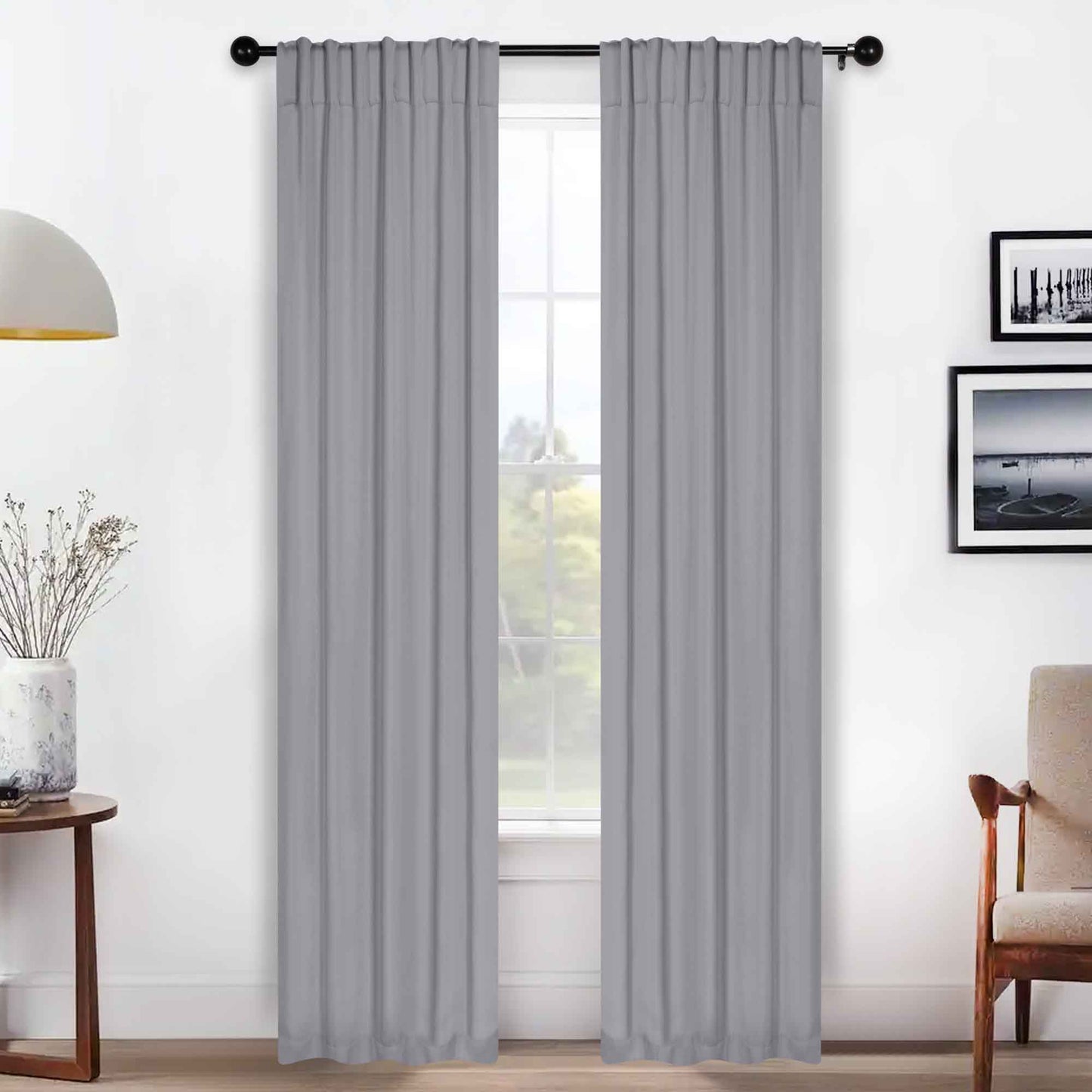 Solid Room Darkening Blackout Curtain Panels. Back Tabs. Set of 2