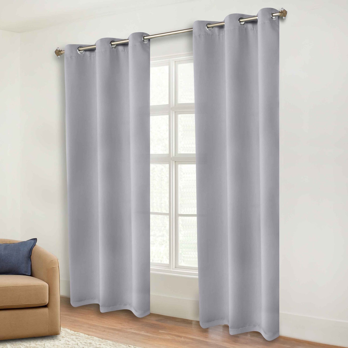 Classic Modern Solid Room Darkening Blackout Curtain Panels. Set of 2